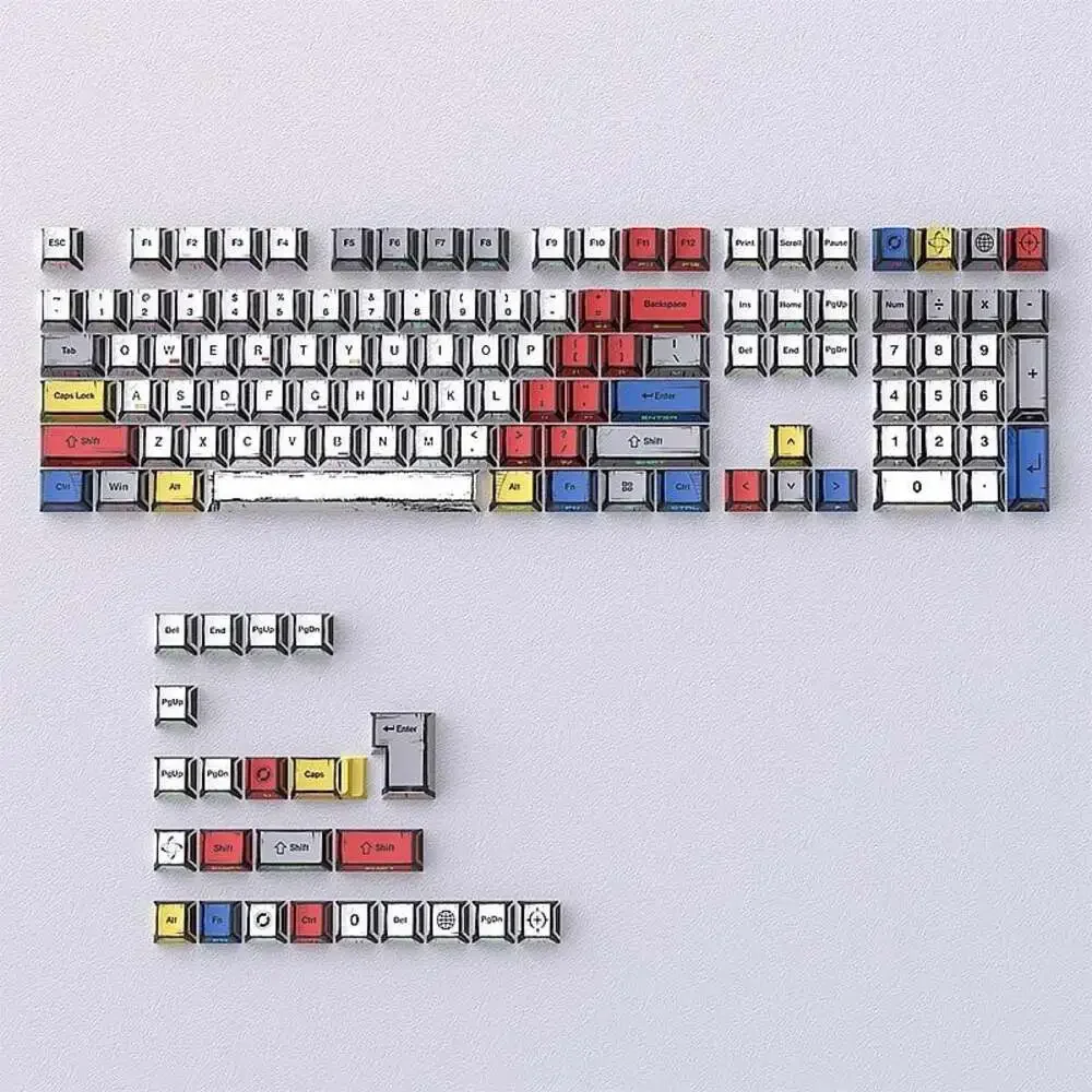 Comic Style Colorful Mixed Light Keycaps Original Factory Height 136 Keys Set Cl